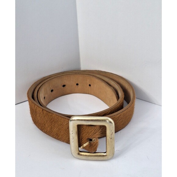 Streets Ahead Leather Belt Women\'s Sz XL Calf Hair Brown Western Cowgirl Boho main image 7